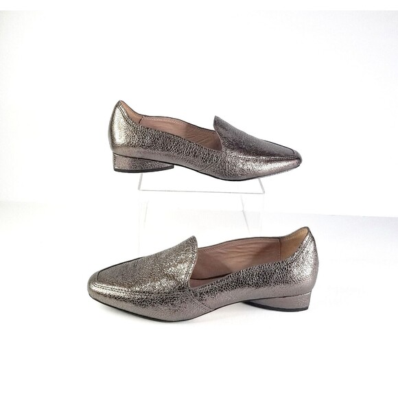 DONALD J PLINER Women's Icon Cracked Leather Metallic Bronze Loafers Sz 8 - Picture 5 of 15